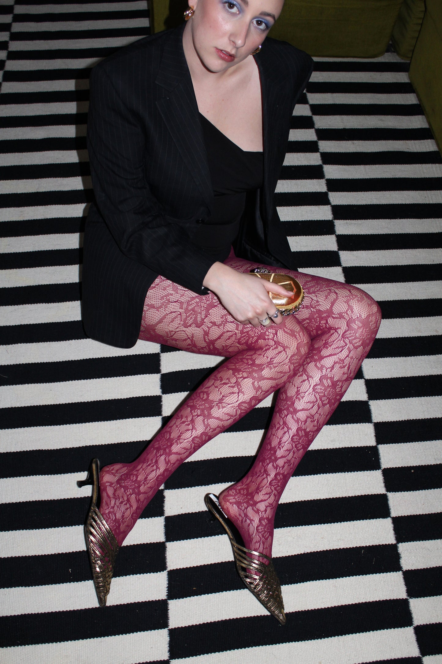Burgundy Lace Tights