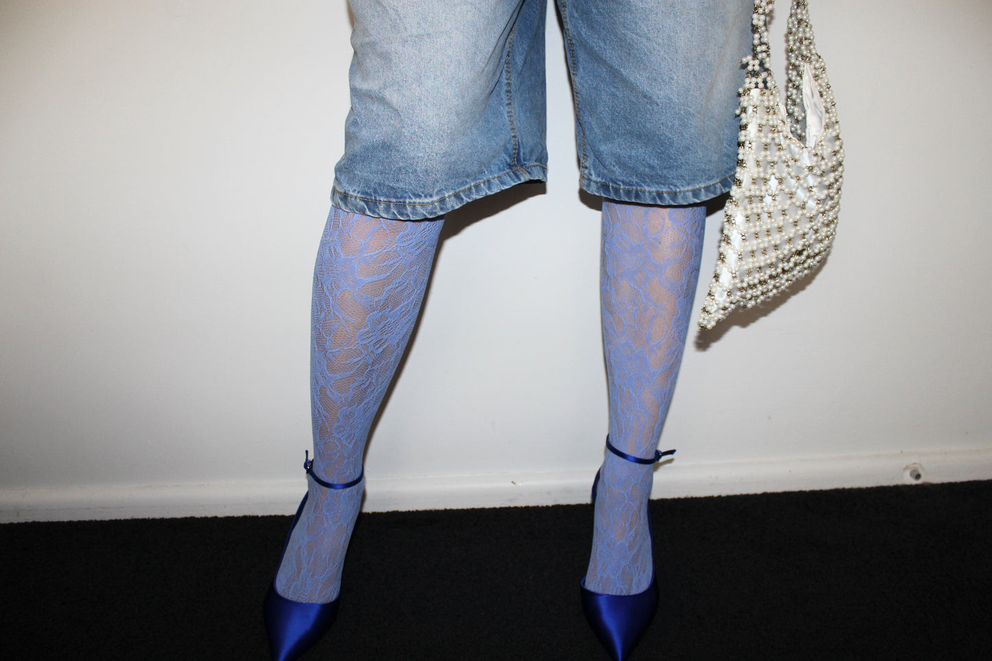 Pale Blue Lace Tights