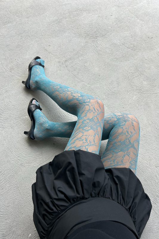 Teal Lace Tights
