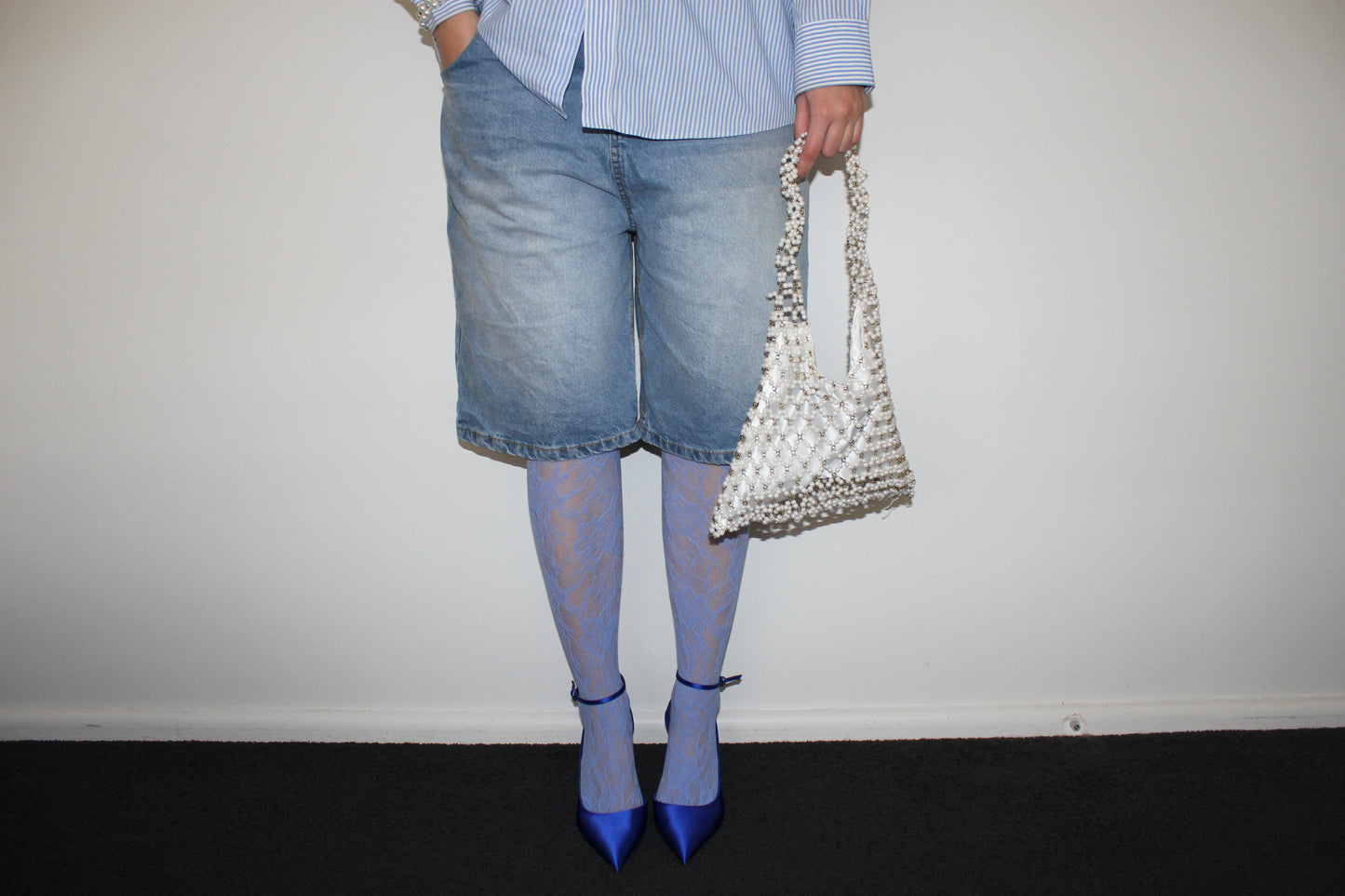 Pale Blue Lace Tights