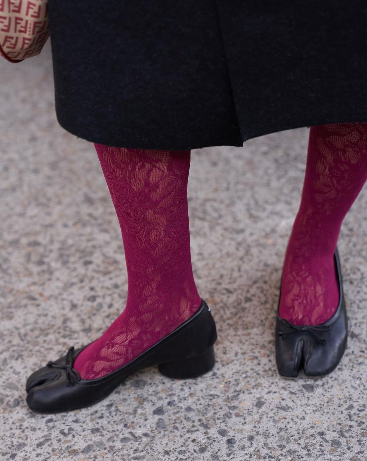 Burgundy Lace Tights